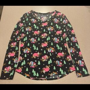 No Boundaries Kids Black Long Sleeve Shirt with Festive Print